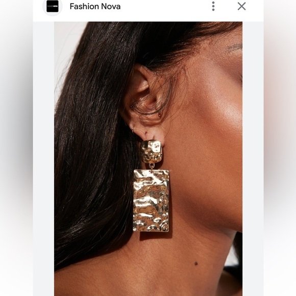 Fashion Nova Gold Hammered Square Drop Earrings - Picture 1 of 15